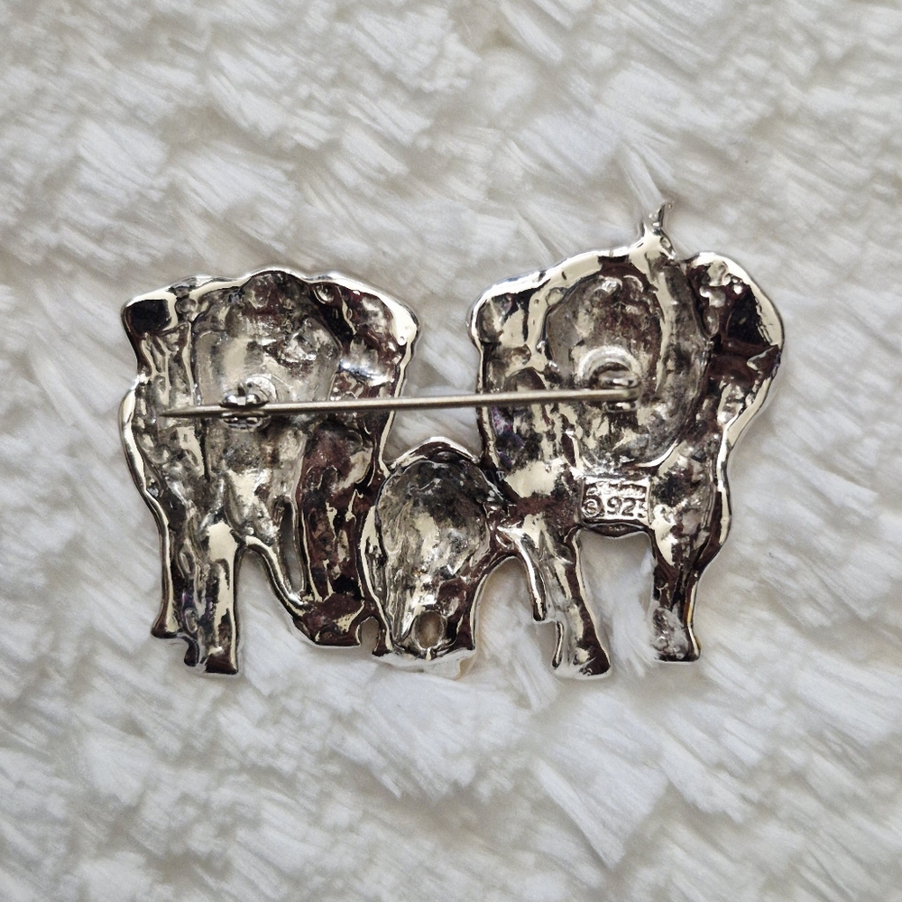 925 Sterling Silver Elephant Pin Brooch - Picture 4 of 7